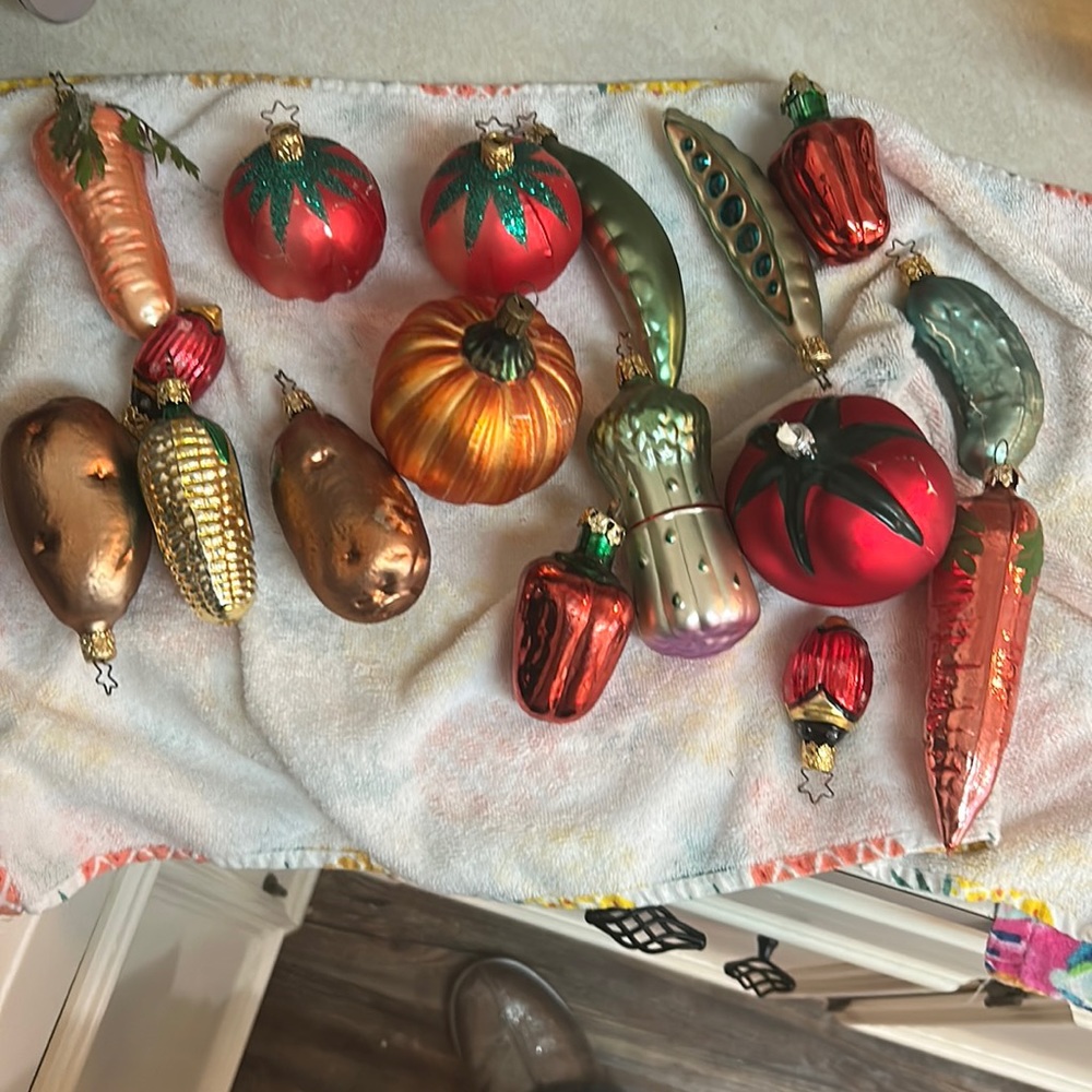 Vintage vegetable Christmas ornaments